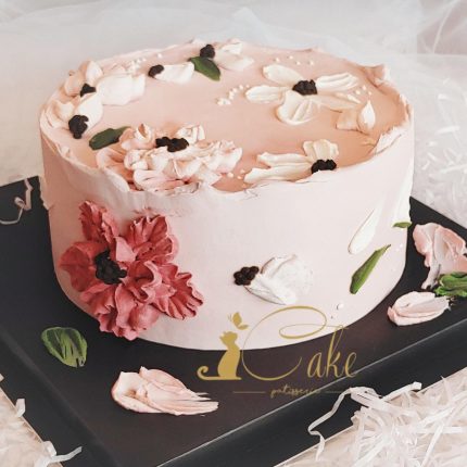 Adorn Your Celebration with Elegance: Painting Style Pink Flower Cake | iCake Melbourne
