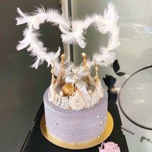 Royal Elegance in Every Slice: Our Purple Heart Crown Cake - A Majestic Dessert Fit for a Queen!