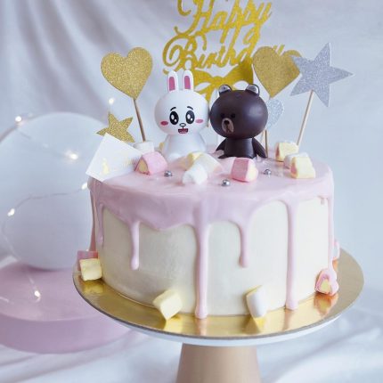 Delightful Pink Drip Cake Inspired by Brown and Cony | iCake Melbourne