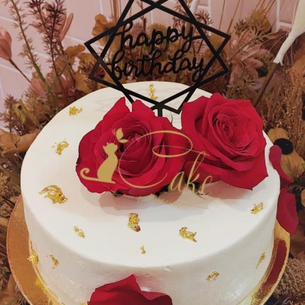 Elegant White Golden Rose Cake Design | iCake Melbourne