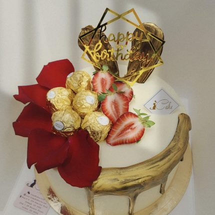 Indulge in Elegance: Rose Petals & Chocolate Drip Cake by iCake