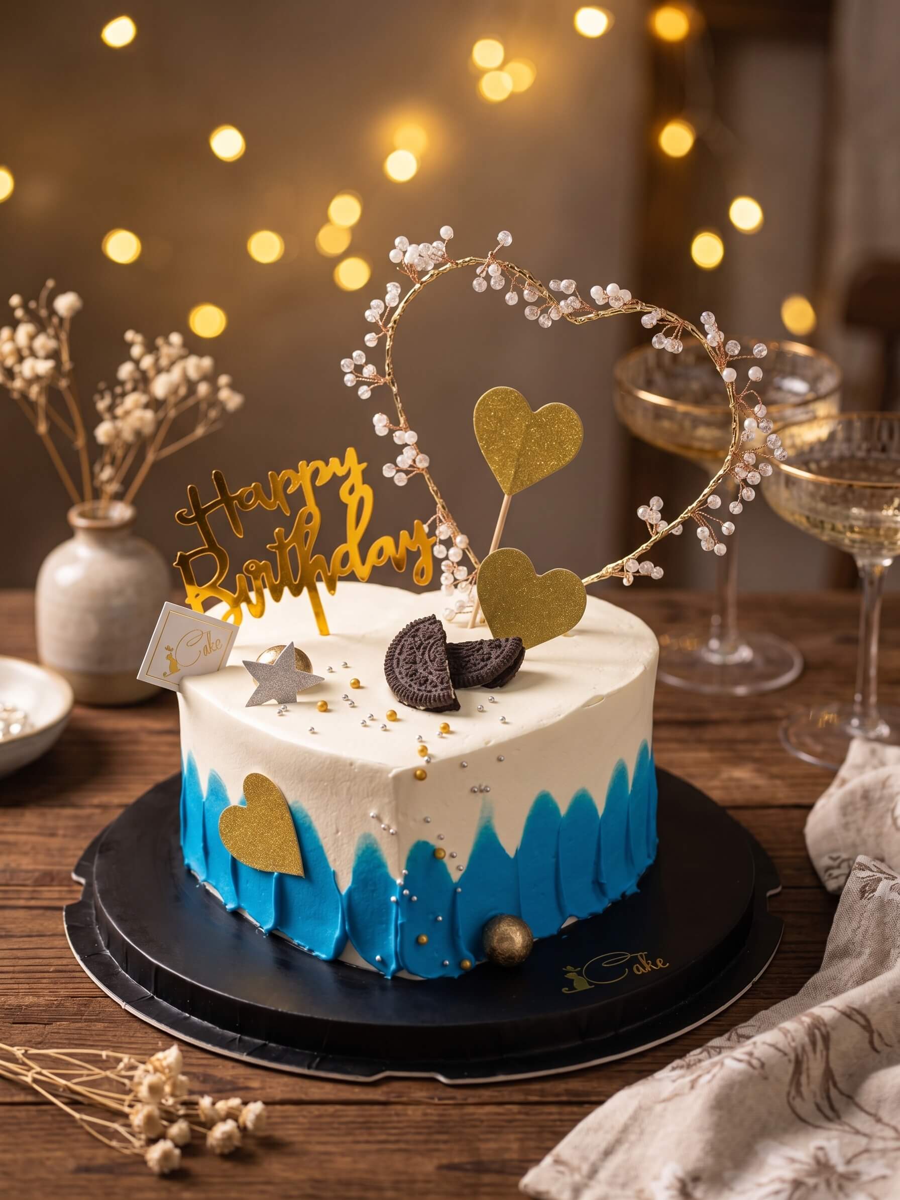 Dive into Love: Explore Our Ocean-Themed Heart Cut Cake - A Nautical Masterpiece of Sweet Romance!