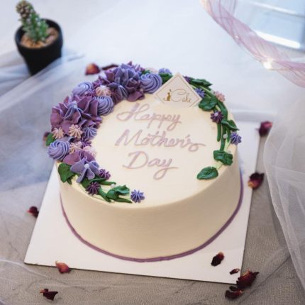Purple Flower Writing Cake – Elegant and Customizable | iCake Melbourne