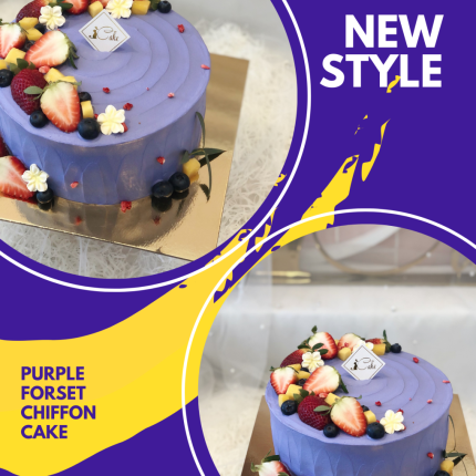 Violet Forest Style Chiffon Cake | Delicate Elegance by iCake Melbourne