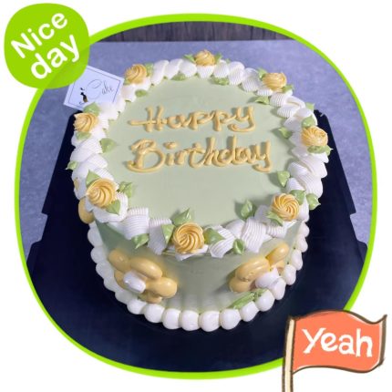 Exquisite Avocado Green Flower Cake | iCake Melbourne