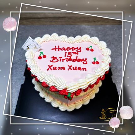 Timeless Elegance: Heart Cherry Vintage Cake | iCake Melbourne