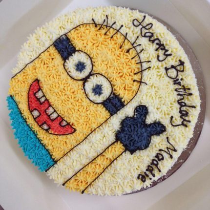 Cheerful Minions Comic Cake with White Base | iCake Melbourne"