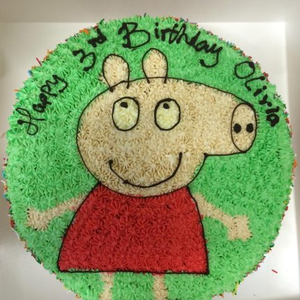 Cheerful Peppa Pig in a Red Suit Cake Designs by iCake in Melbourne