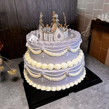 Regal Indulgence: Violet Vintage Style Crown Cake - iCake Melbourne