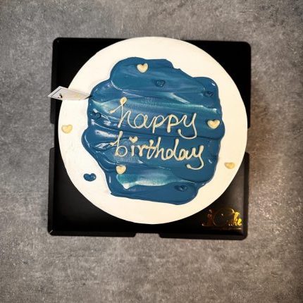 Delight in Elegance with iCake's Exquisite Blue Wording Cake