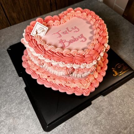 Timeless Elegance: Indulge in Romance with Our Pink Vintage Heart Shape Cake - A Sweet Symphony of Love!