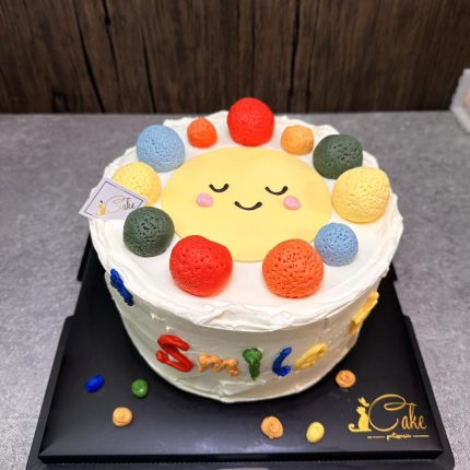 Radiant Joy: Smiley Face Sunflower Cake Design by iCake
