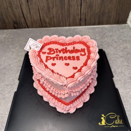 Exquisite Heart Shape Red and Pink Vintage Cake - iCake Melbourne