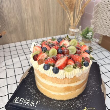 Fresh and Elegant: Strawberry Vanilla Naked Cake by iCake Melbourne