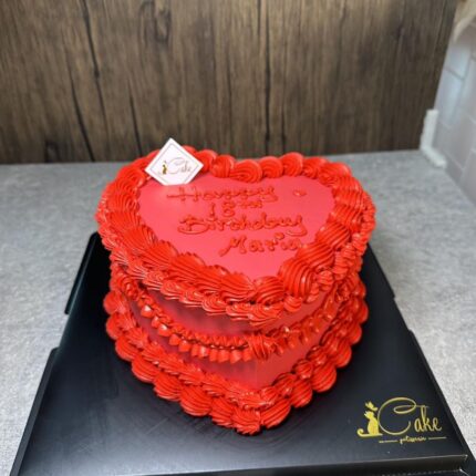 Indulge in Love: Hot Pink Heart Wording Cake by iCake - Melbourne's Finest Confectionery Delight!