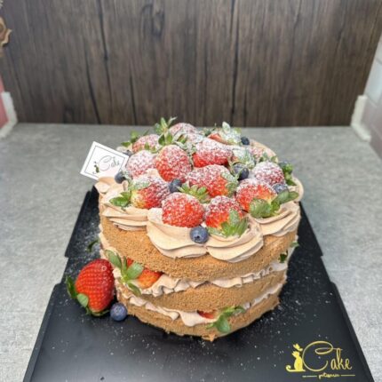 Indulge in Delight: Scrumptious Strawberry Chocolate Naked Cake by iCake Melbourne!