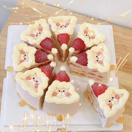 Santa's Sweet Surprise: Indulge in Our Christmas Santa Strawberry Crepe Cake - A Festive Fusion of Flavor!