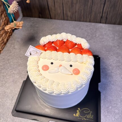 Savor the Season: Experience Sweet Delight with Our Strawberry Santa Face Cake - A Berry Festive Treat!