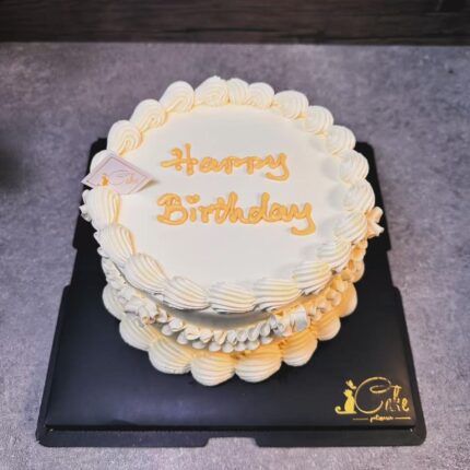 Indulge in Delight: Sunshine White And Yellow Vintage Cake by iCake Melbourne