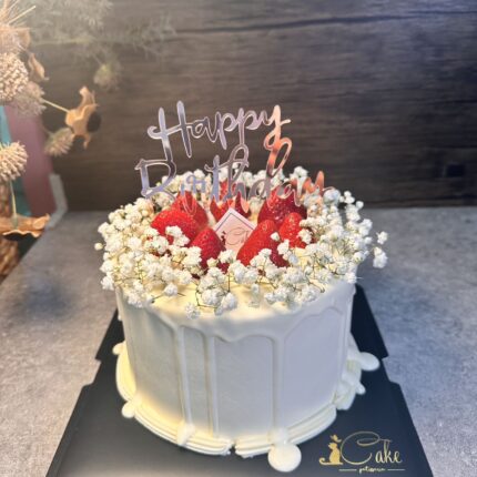 Indulge in Sweet Delight with Our Exquisite Strawberry Dripping Chiffon Cake | iCake Melbourne