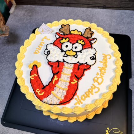 Whimsical Cartoon Dragon Cake