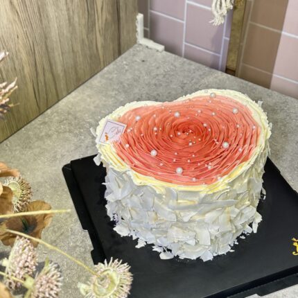 Heart Shape Rose Petals Design Cake | Elegant Floral Artistry by iCake Melbourne