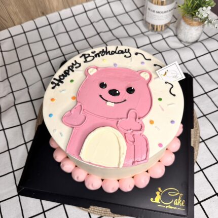 Eye-Catching Customised Loopy Design Cake in Pink & White | iCake Melbourne