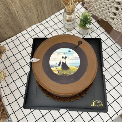 Brown Vinyl Record Sugar Print Cake：Vintage Vibes on a Cake | iCake Melbourne