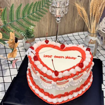 Celebrate in Style with the Cherry Vintage Heart Cake!| iCake Melbourne