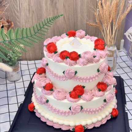 Vintage Rose Tier Cake – Elegant Floral Beauty | iCake Melbourne