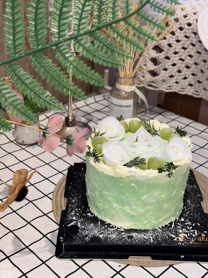 White and Green Grape Birthday Cake