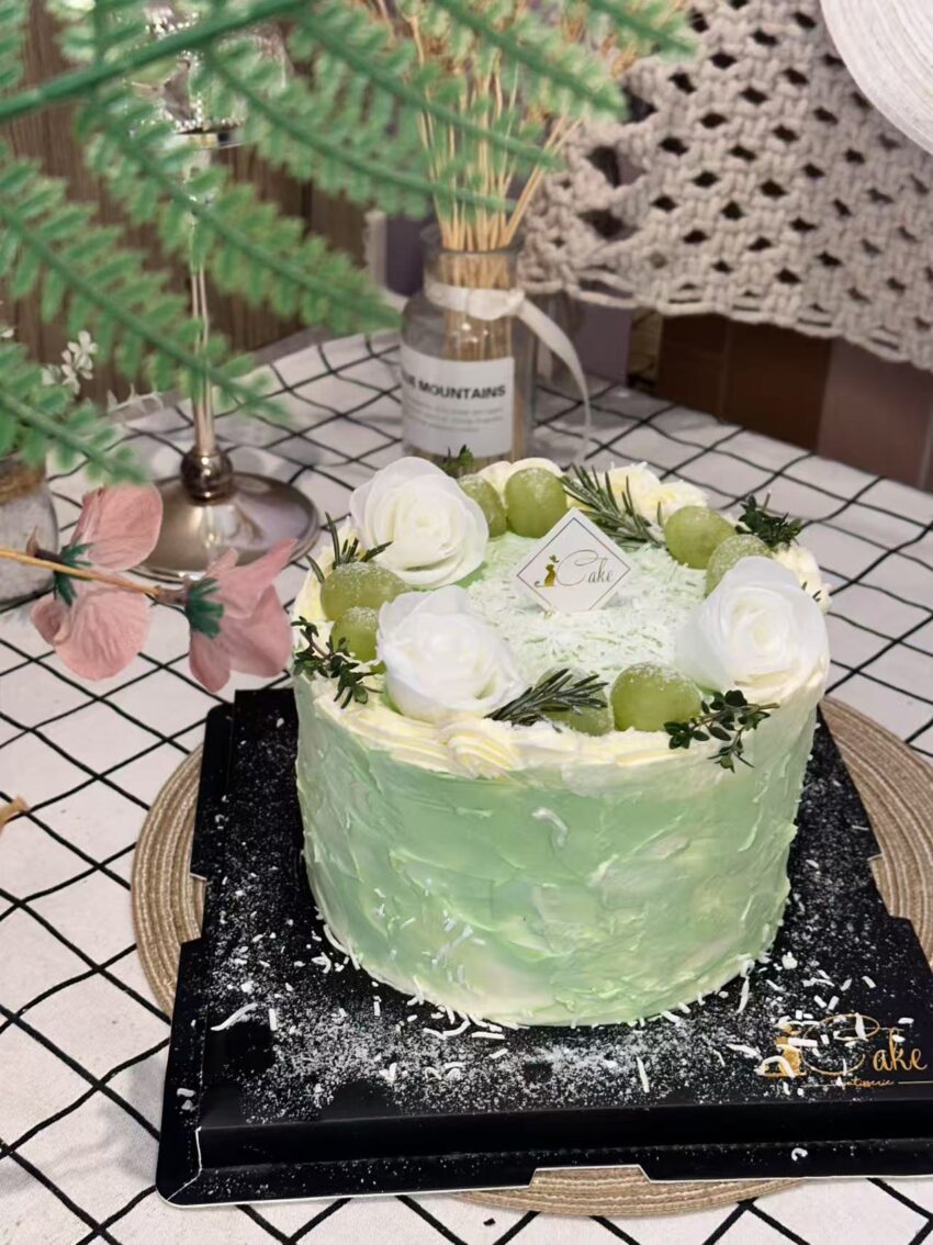 White and Green Grape Birthday Cake