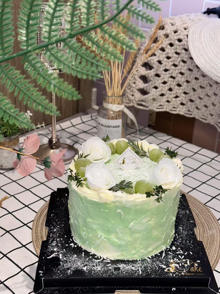 White and Green Grape Birthday Cake