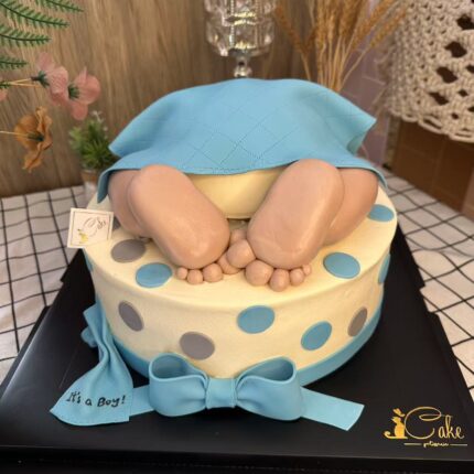Baby Boy Shower Cake with Fondant Feet | iCake Melbourne