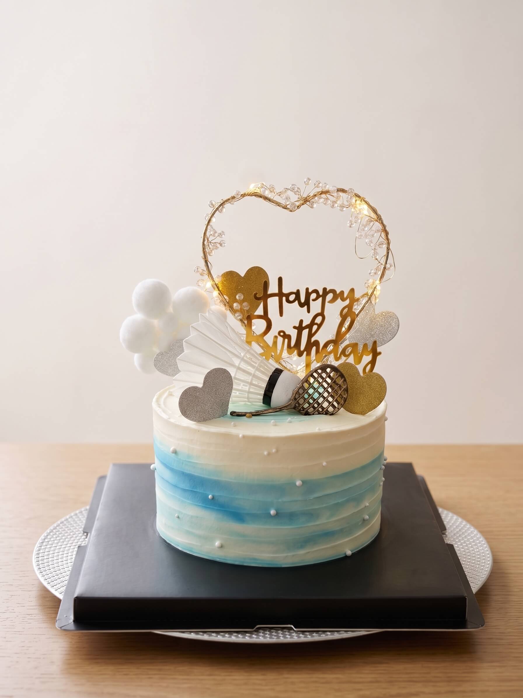 Blue Gradient Badminton Birthday Cake – A Unique Celebration Cake by iCake Melbourne
