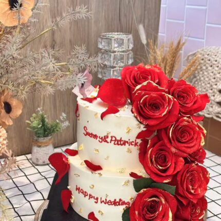 Red Rose Wedding Cake in Melbourne – Elegant Custom Wedding Cakes by iCake