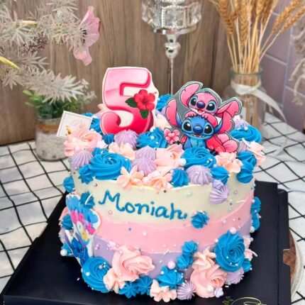 Stitch and Angel Birthday Cake