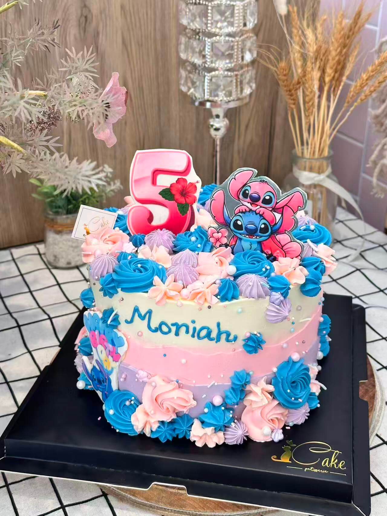 Stitch and Angel Birthday Cake