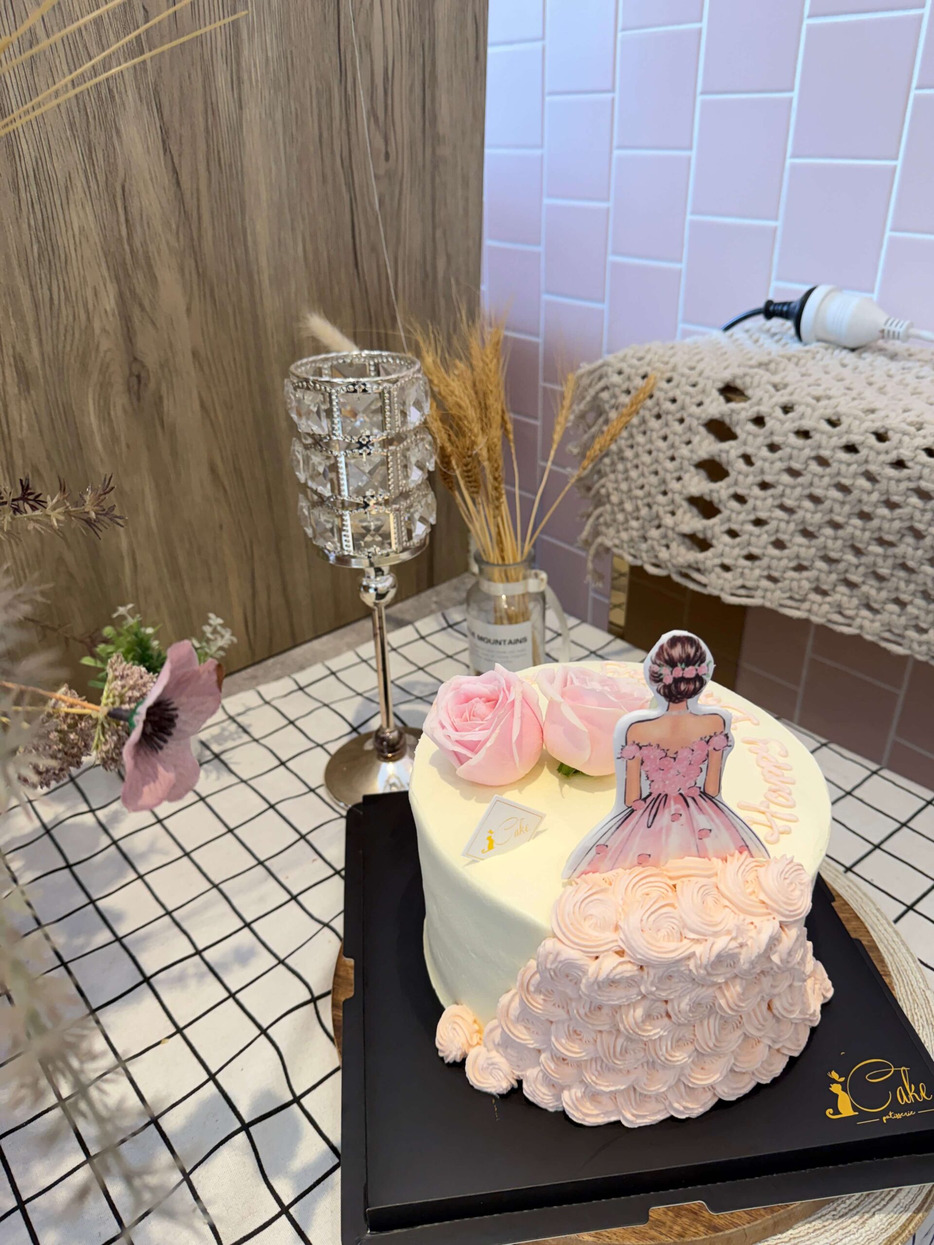 Pink Rose Dress Girl Cake – Elegant Printed Cake for Special Celebrations - Image 2