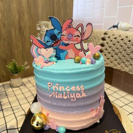 Stitch and Angel Photo Cake