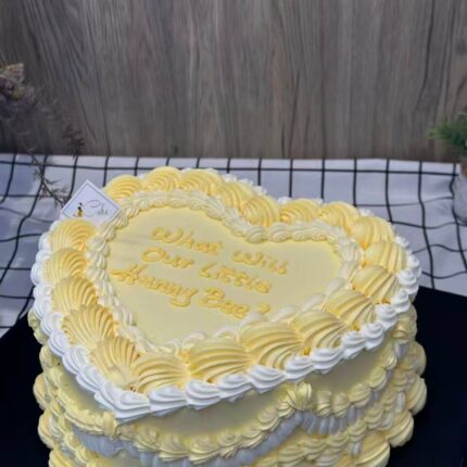 Alternative view of Yellow Vintage Heart Cake – Elegant Retro Heart Cake by iCake Melbourne