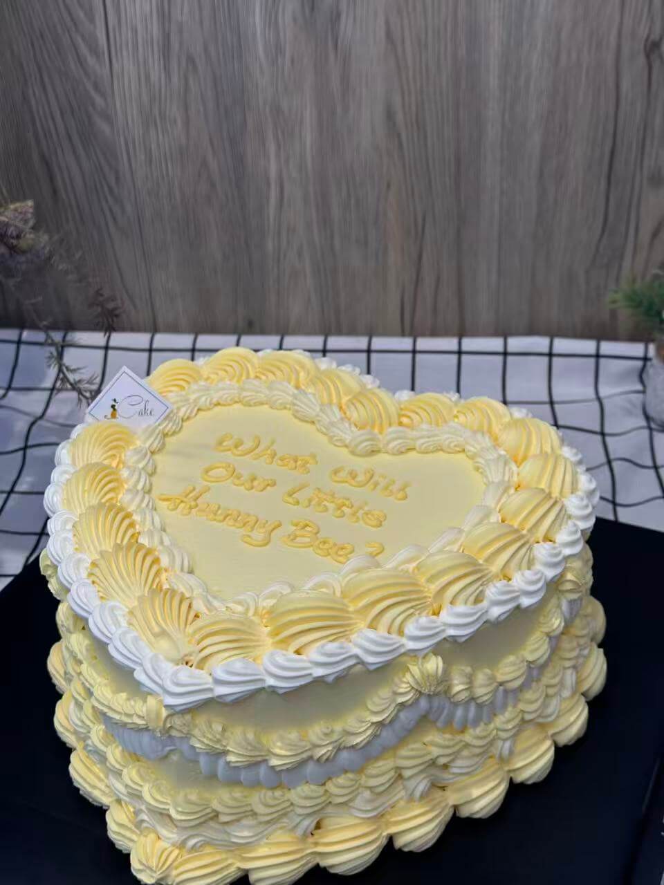 Yellow Vintage Heart Cake – Elegant Retro Heart Cake by iCake Melbourne - Image 2