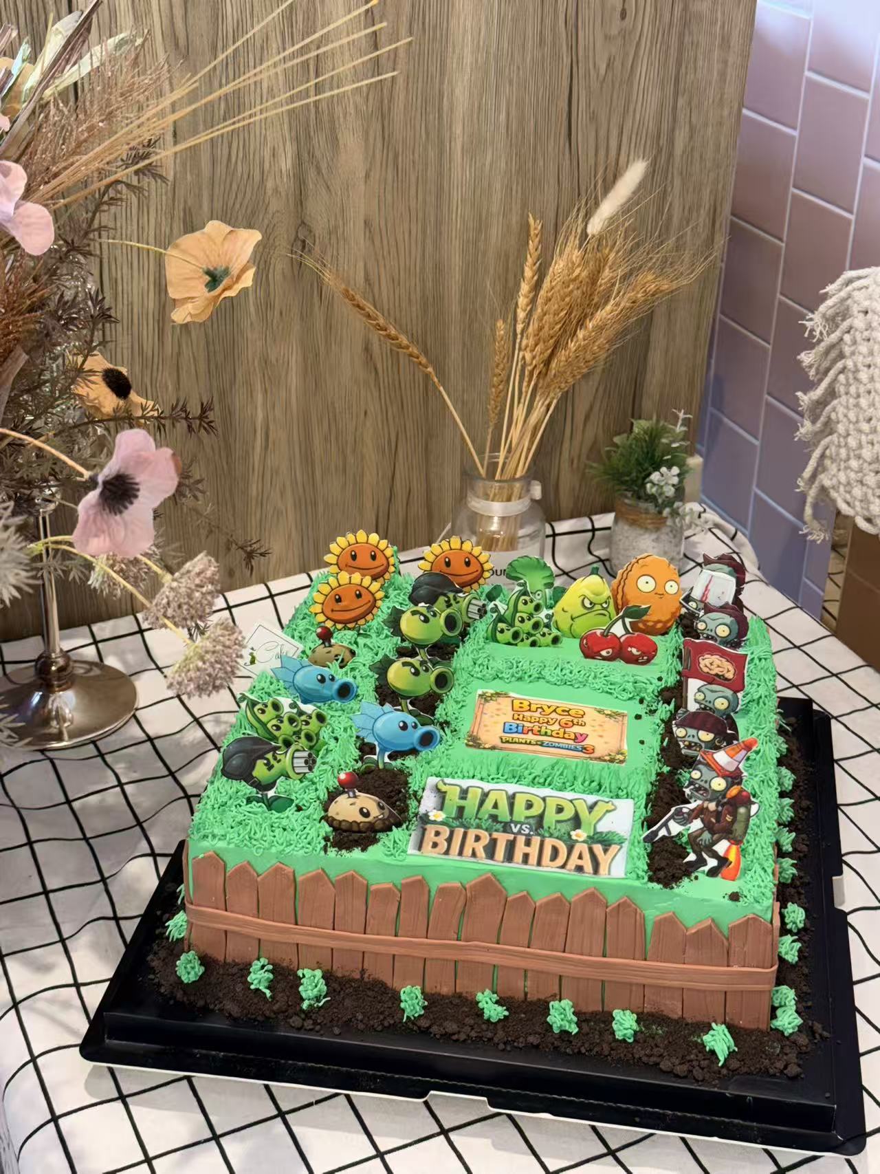 The Garden Guardian Square: The Plants vs. Zombies Cake