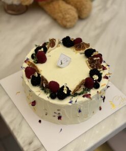 Alternative view of Striking Vanilla Berries Charcoal Chiffon Cake Melbourne | iCake
