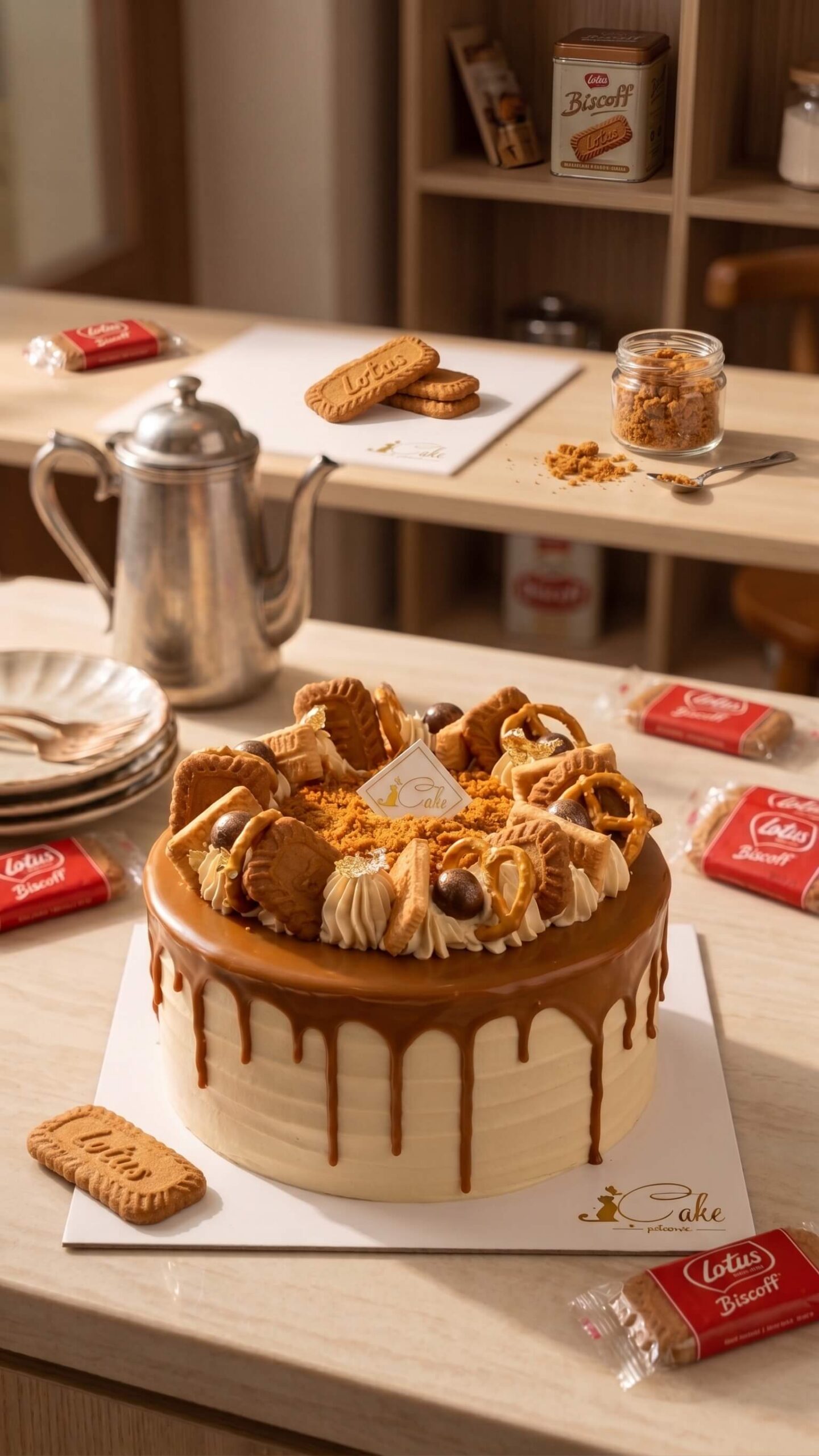 The Amber Contrast: Signature Biscoff Chiffon