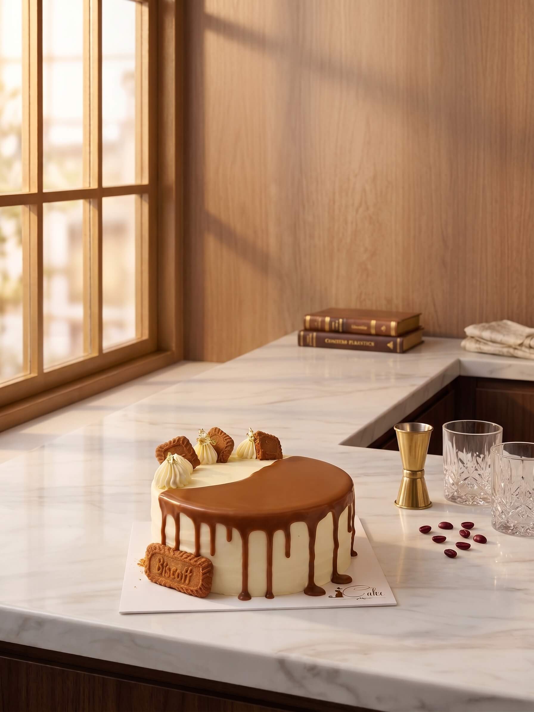 The Amber Contrast: Signature Biscoff Chiffon